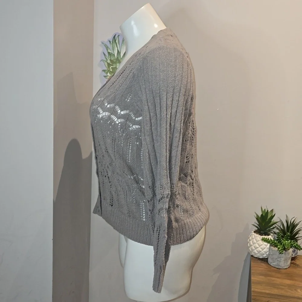 Torrid - Pointelle Cardigan V-Neck Sweater in Formal Gray​​​​ - Picture 4 of 12